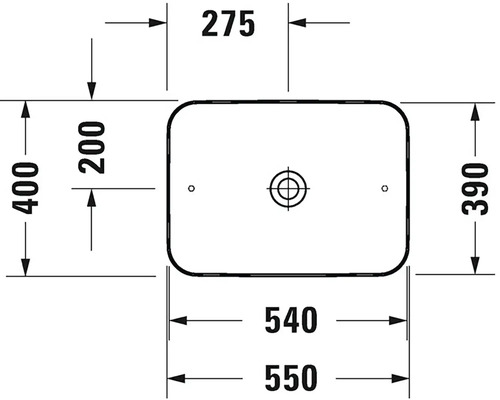 Technický nákres umyvadla s rozměry
