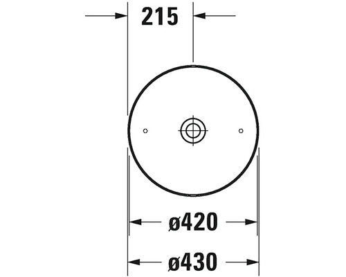 Technický výkres kulatého produktu o rozměrech 215, průměr 420 a průměr 430