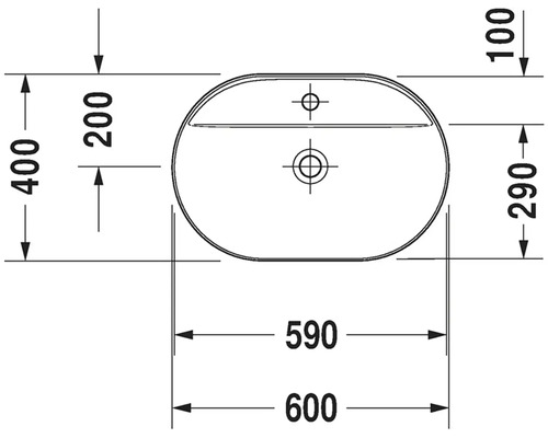 Technický výkres umyvadla s rozměry