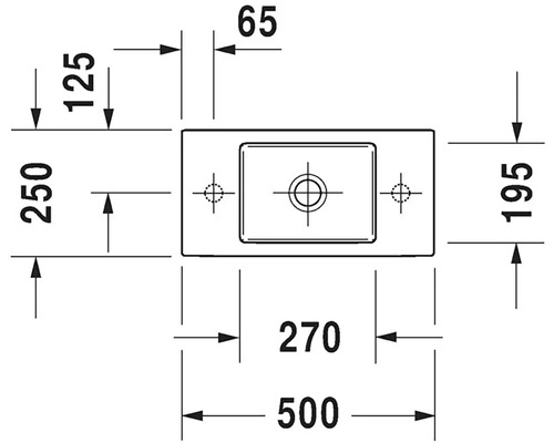 Technický výkres umyvadla s rozměry