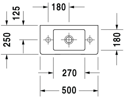 Technický výkres umyvadla s rozměry