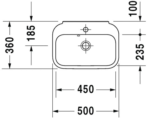 Technický výkres umyvadla s rozměry
