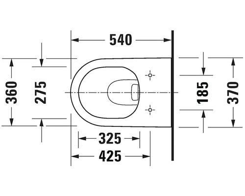 Technický nákres závěsného WC s rozměry