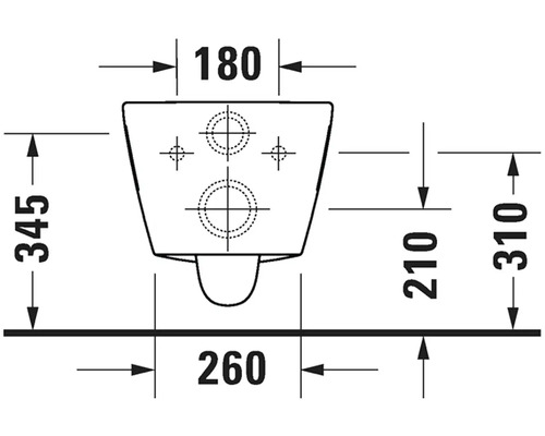Technický výkres závěsného WC s rozměry.