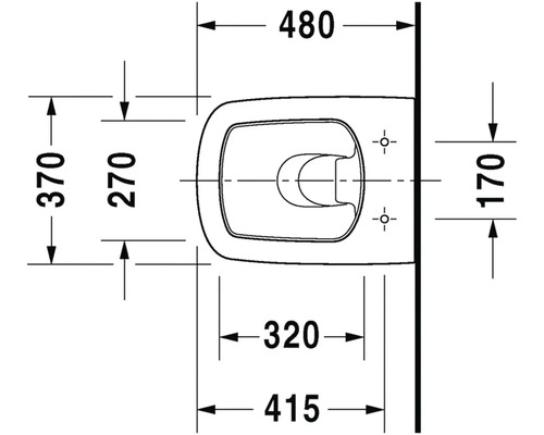 Technický výkres závěsného WC s rozměry