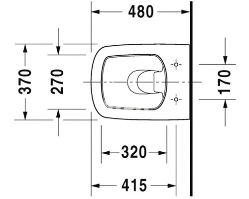 Technický výkres závěsného WC s rozměry