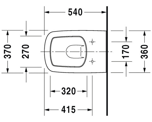 Technický nákres závěsného WC s rozměry