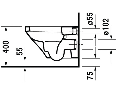 Technický nákres závěsného WC s rozměry