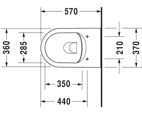 Technický nákres závěsného WC s rozměry