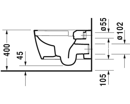 Technický nákres závěsného WC s rozměry