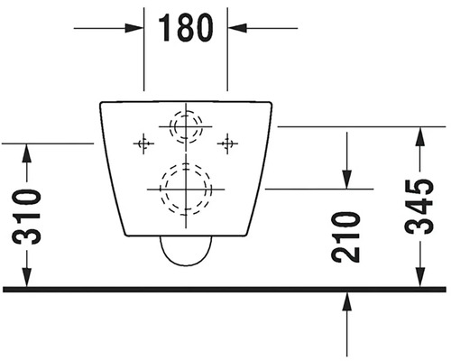 Technický nákres závěsného WC s rozměry