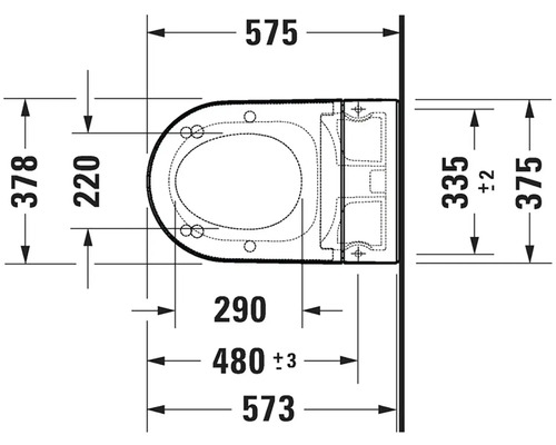 Technický nákres závěsného WC s rozměry