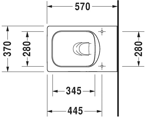 Technický nákres toalety s rozměry