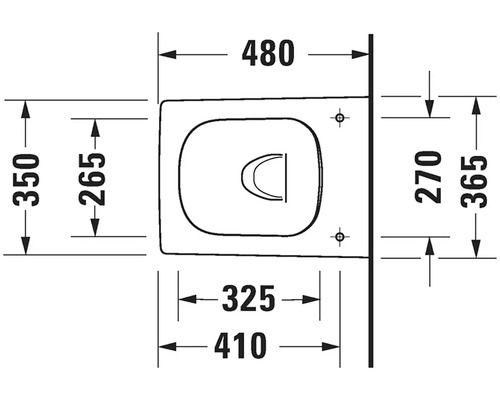 Technický nákres toalety s rozměry