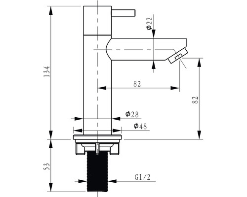 Technický výkres armatury s rozměry
