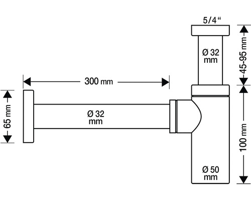 Nákres sifonu s rozměry