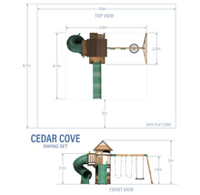Pohledy a rozměry houpačky Cedar Cove