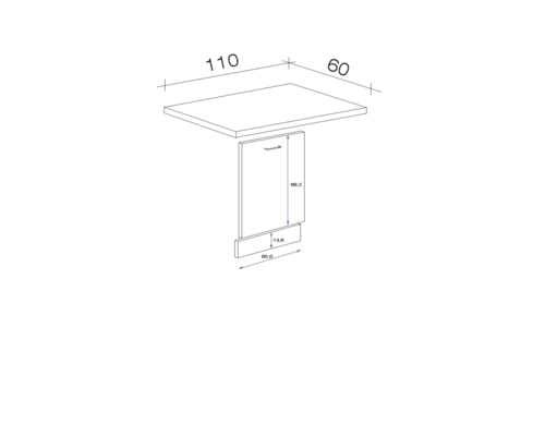 Technický výkres stolu o rozměrech 110 x 60.