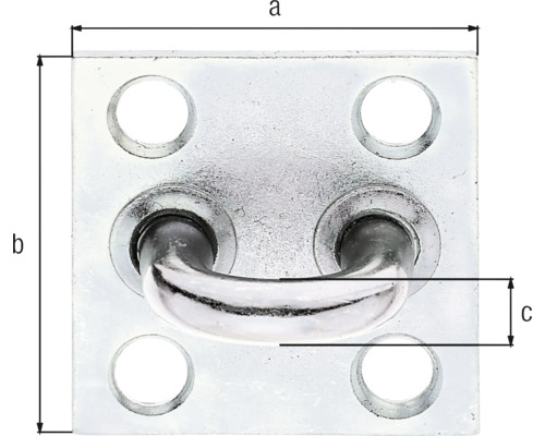 Kovová očková deska se čtyřmi otvory a značkami rozměrů