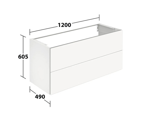 Skříňka pod umyvadlo o rozměrech 1200 x 605 x 490 mm
