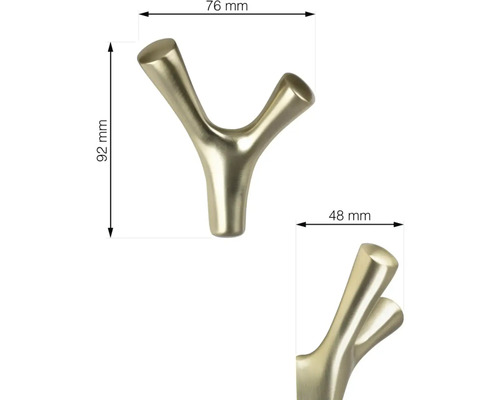 Kovový věšák na oblečení o rozměrech 92 mm na výšku a 76 mm na šířku