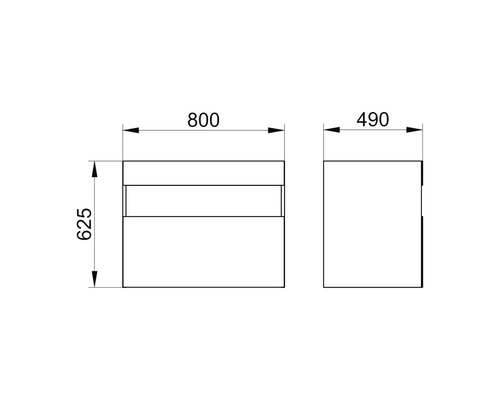 Nákres skříňky pod umyvadlo s rozměry