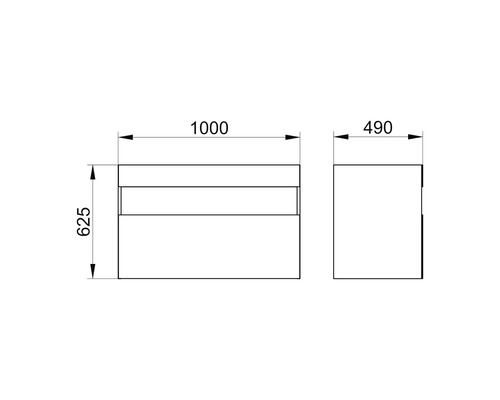 Technický výkres skříňky pod umyvadlo s rozměry