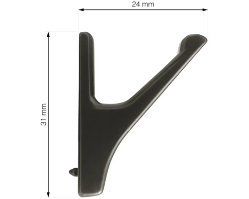 Jeden věšák na šaty o rozměrech 24 mm x 31 mm