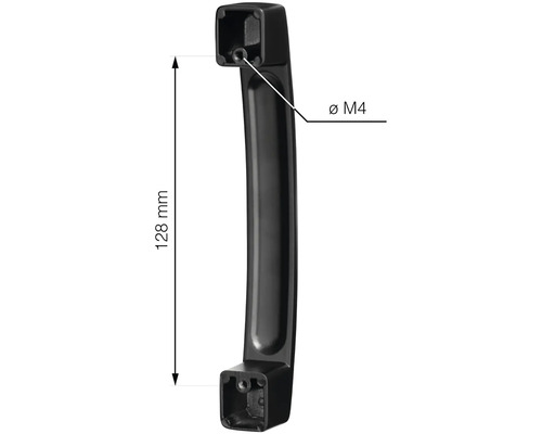 Madlo s roztečí otvorů 128 milimetrů a průměrem vrtání M4