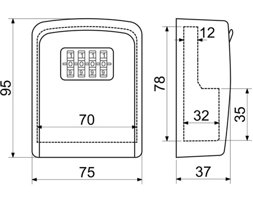 Rozměry schránky na klíče s číselným kódem