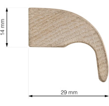 Dřevěný profil o rozměrech 14 mm krát 29 mm