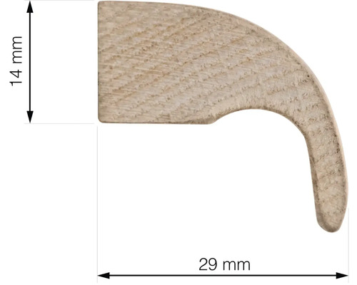Dřevěný profil o rozměrech 14 mm krát 29 mm