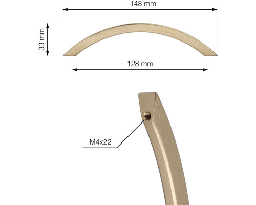 Kovový nábytkový úchyt s rozměry