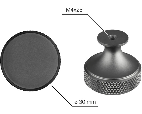 Otočný knoflík se závitem M4x25 a průměrem 30 mm
