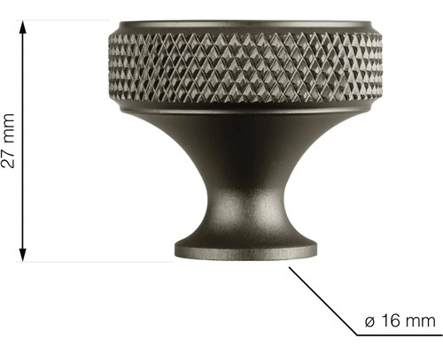Nábytkový knoflík o průměru 16 mm a výšce 27 mm