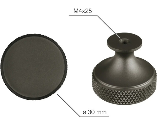 Nábytkový knoflík, průměr 30 mm, upevňovací šroub M4x25