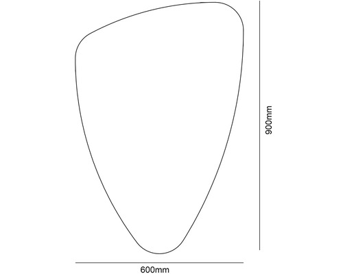 Nákres zrcadla o šířce 600 mm a výšce 900 mm