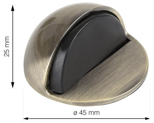 Kovový dveřní doraz, průměr 45 milimetrů, výška 25 milimetrů