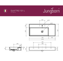 Technický výkres umyvadla Jungborn Quattro 101 L