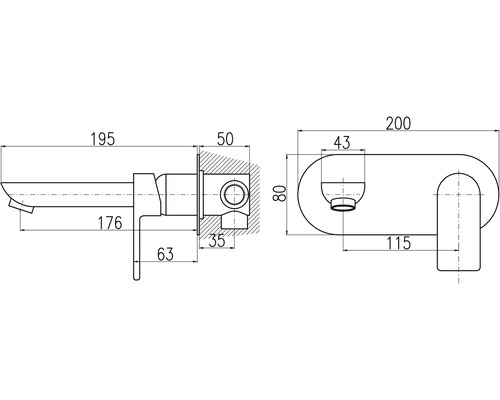 Technický výkres armatury s rozměry