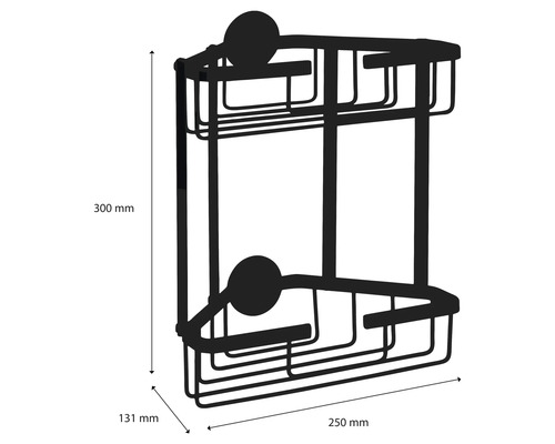 Rohová police se dvěma policemi a rozměry