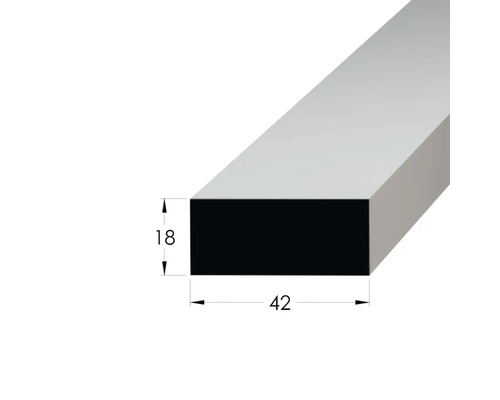Obdélníkový profil o rozměrech 18 x 42 milimetrů.