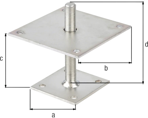 Nastavitelná patka sloupku z kovu s rozměry