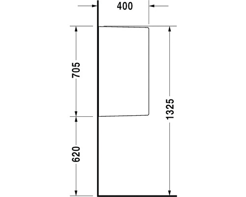 Technický nákres koupelnové skříňky s rozměry