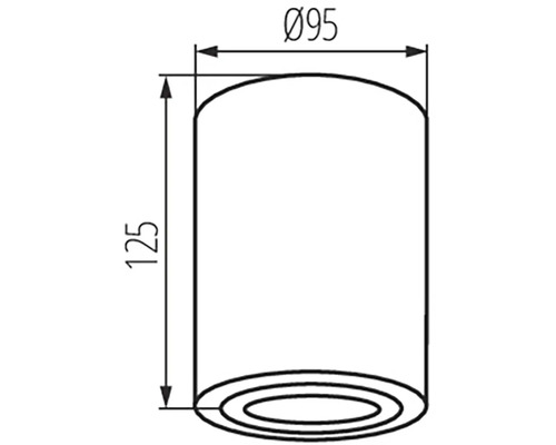Technický výkres válce o průměru 95 mm a výšce 125 mm