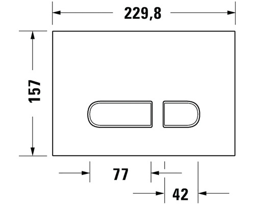 Technický nákres ovládacího panelu o rozměrech 229,8 x 157 milimetrů.