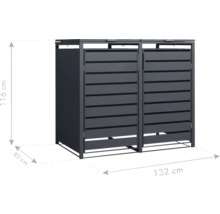 Dvojitý box na odpadkové koše o rozměrech 116 x 132 x 80 cm