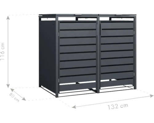 Dvojitý box na odpadkové koše o rozměrech 116 x 132 x 80 cm