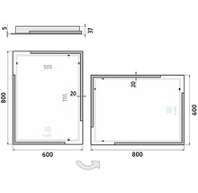 Technický výkres zrcadla o rozměrech 600 x 800 mm a 800 x 600 mm