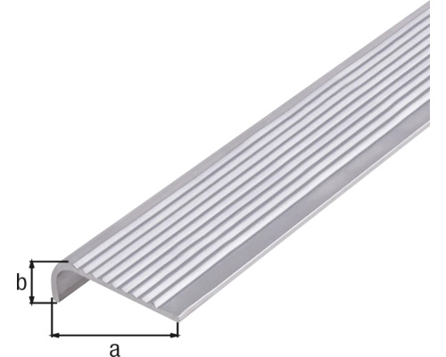 Hliníkový profil hrany schodu s drážkami a rozměry